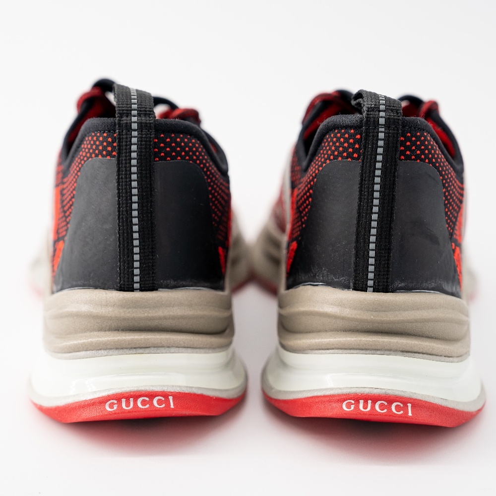 Size 12G - Gucci Run Sneaker Black Red GG - Picture 4 of 12